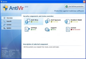 AntiVir 2010 Front Screen