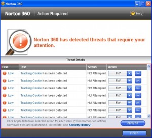 Norton 360 Hanging on Tracking Cookie Removal