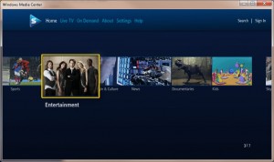 Sky Player Windows Media Center Selection Screen
